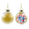 Transparent Christmas tree ball ornament with gold filling 8cm