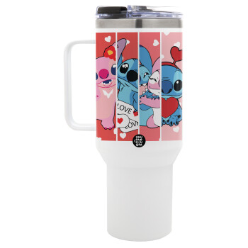 Lilo & Stitch Love, Mega Stainless steel Tumbler with lid, double wall 1,2L