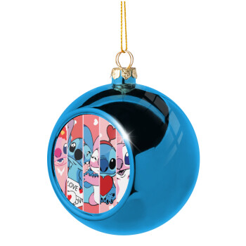 Lilo & Stitch Love, Blue Christmas tree ball ornament 8cm