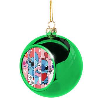 Lilo & Stitch Love, Χριστουγεννιάτικη μπάλα δένδρου Πράσινη 8cm