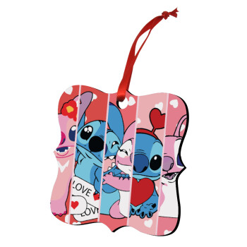 Lilo & Stitch Love, Στολίδι Χριστουγεννιάτικο στολίδι polygon ξύλινο 7.5cm