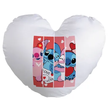 Lilo & Stitch Love, Μαξιλάρι καναπέ καρδιά 40x40cm περιέχεται το  γέμισμα