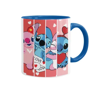 Lilo & Stitch Love, Κούπα χρωματιστή μπλε, κεραμική, 330ml