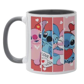 Lilo & Stitch Love, Mug colored grey, ceramic, 330ml