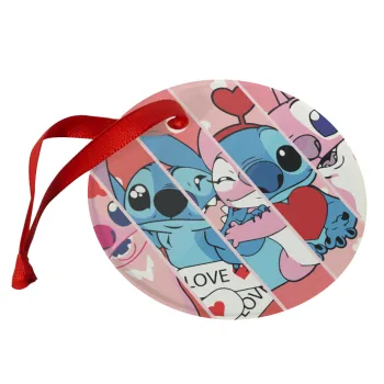 Lilo & Stitch Love, Christmas ornament glass 9cm