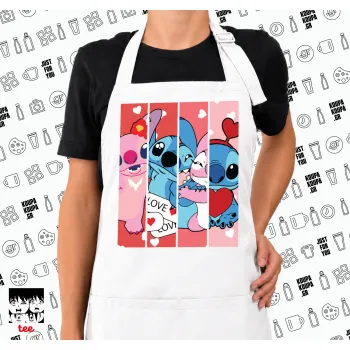 Lilo & Stitch Love, Ποδιά μακριά Σεφ ολόσωμη με τσέπες white (ΕΝΗΛΙΚΩΝ)