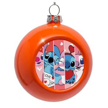 Lilo & Stitch Love, Στολίδι Χριστουγεννιάτικη μπάλα δένδρου Πορτοκαλί 8cm