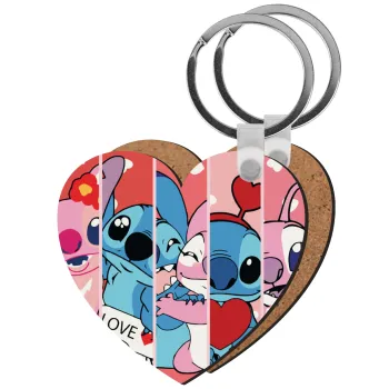 Lilo & Stitch Love, Μπρελόκ Ξύλινο καρδιά MDF