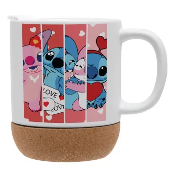 Lilo & Stitch Love, Ceramic coffee mug Cork (MAT), 330ml