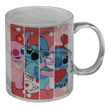 Lilo & Stitch Love, Κούπα κεραμική, marble style (μάρμαρο), 330ml