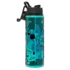 Metallic water bottle with safety lid, 850ml aluminum