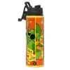 Metallic water bottle with safety lid, 850ml aluminum