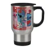Stainless steel travel mug with lid, double wall 450ml