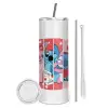 Tumbler stainless steel 600ml, with metal straw & cleaning brush