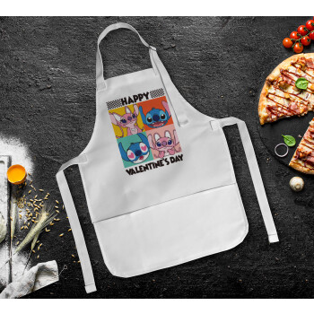 Lilo & Stitch Happy valentines day, Ποδιά Σεφ Ολόσωμη Παιδική (με ρυθμιστικά και 2 τσέπες)