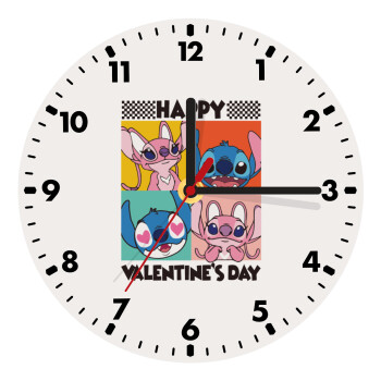Lilo & Stitch Happy valentines day, Ρολόι τοίχου ξύλινο (20cm)
