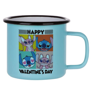 Lilo & Stitch Happy valentines day, Κούπα Μεταλλική εμαγιέ ΜΑΤ σιέλ 360ml