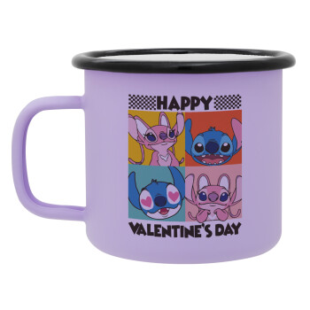 Lilo & Stitch Happy valentines day, Κούπα Μεταλλική εμαγιέ ΜΑΤ Light Pastel Purple 360ml