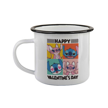 Lilo & Stitch Happy valentines day, Κούπα εμαγιέ με μαύρο χείλος 360ml