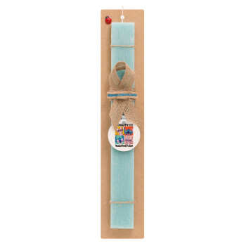 Lilo & Stitch Happy valentines day, Easter Set, wooden keychain & aromatic flat Easter candle (30cm) (TURQUOISE)