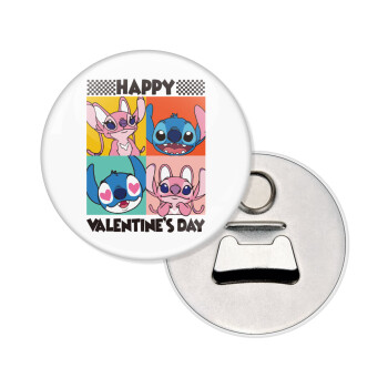 Lilo & Stitch Happy valentines day, Μαγνητάκι και ανοιχτήρι μπύρας στρογγυλό διάστασης 5,9cm