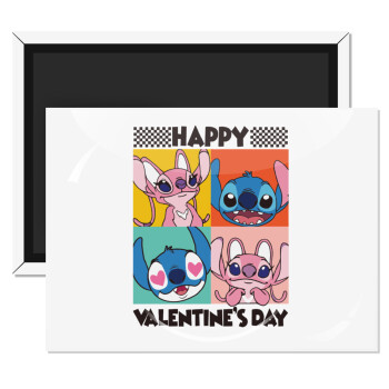 Lilo & Stitch Happy valentines day, Ορθογώνιο μαγνητάκι ψυγείου διάστασης 9x6cm