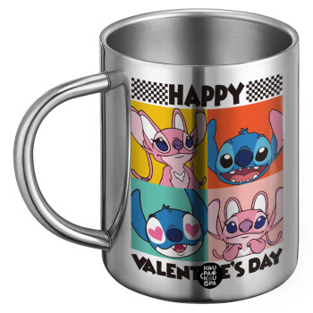 Lilo & Stitch Happy valentines day, Ανοξείδωτη Μεταλλική Κούπα 450ml - Διπλού Τοιχώματος
