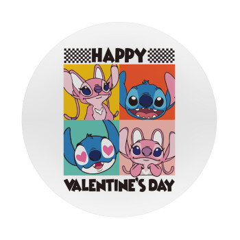 Lilo & Stitch Happy valentines day, Mousepad Round 20cm