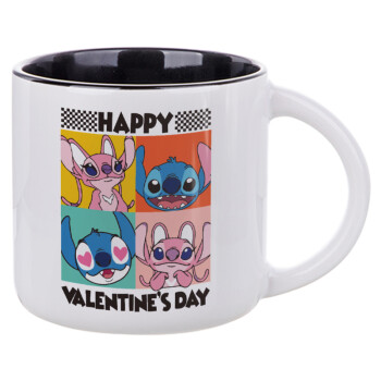 Lilo & Stitch Happy valentines day, Κούπα κεραμική 400ml Λευκή/Μαύρη