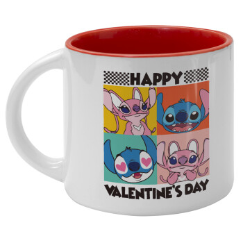 Lilo & Stitch Happy valentines day, Κούπα κεραμική 400ml Λευκή/Κόκκινη