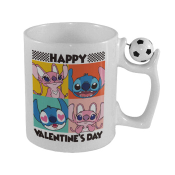 Lilo & Stitch Happy valentines day, Κούπα με μπάλα ποδασφαίρου , 330ml