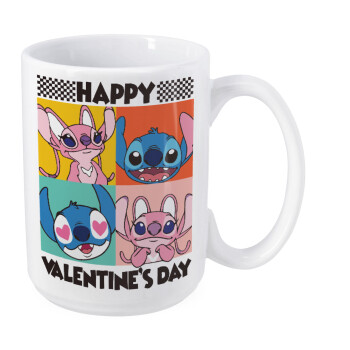 Lilo & Stitch Happy valentines day, Κούπα Mega, κεραμική, 450ml