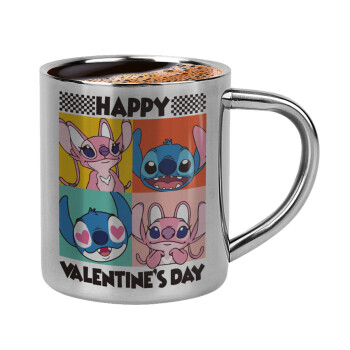Lilo & Stitch Happy valentines day, Double-wall metal cup for espresso (220ml)