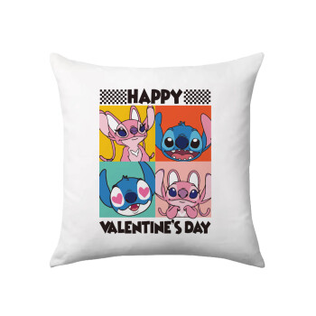 Lilo & Stitch Happy valentines day, Μαξιλάρι καναπέ 40x40cm περιέχεται το  γέμισμα