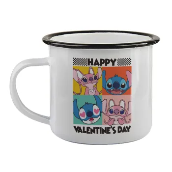 Lilo & Stitch Happy valentines day, Κούπα εμαγιέ με μαύρο χείλος 360ml