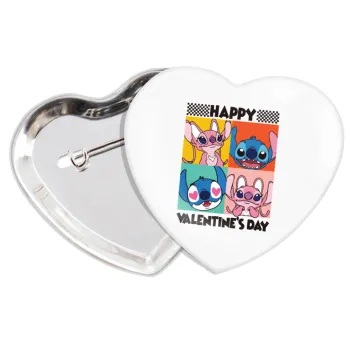 Lilo & Stitch Happy valentines day, Κονκάρδα παραμάνα καρδιά (57x52mm)