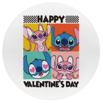 Lilo & Stitch Happy valentines day, Mousepad Στρογγυλό 20cm