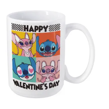 Lilo & Stitch Happy valentines day, Κούπα Mega, κεραμική, 450ml