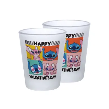 Lilo & Stitch Happy valentines day, Σφηνοπότηρα γυάλινα 45ml του πάγου (2 τεμάχια)