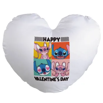 Lilo & Stitch Happy valentines day, Μαξιλάρι καναπέ καρδιά 40x40cm περιέχεται το  γέμισμα