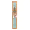 Easter Set, wooden keychain & aromatic flat Easter candle (30cm) (TURQUOISE)
