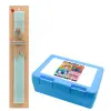 Easter Set, children's snack container BLUE & Easter aromatic flat candle (30cm) (TURQUOISE)
