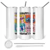 Tumbler stainless steel 600ml, with metal straw & cleaning brush