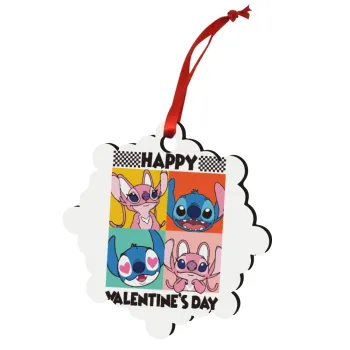 Lilo & Stitch Happy valentines day, Στολίδι Χριστουγεννιάτικο στολίδι snowflake ξύλινο 7.5cm