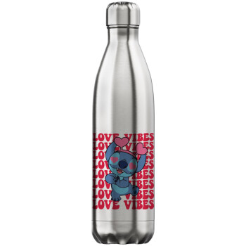Lilo & Stitch Love vibes, Inox (Stainless steel) hot metal mug, double wall, 750ml