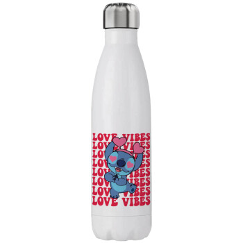 Lilo & Stitch Love vibes, Μεταλλικό παγούρι θερμός (Stainless steel), διπλού τοιχώματος, 750ml