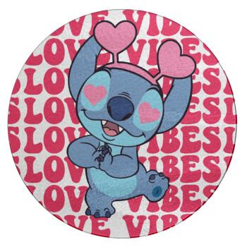 Lilo & Stitch Love vibes, Επιφάνεια κοπής γυάλινη στρογγυλή (30cm)