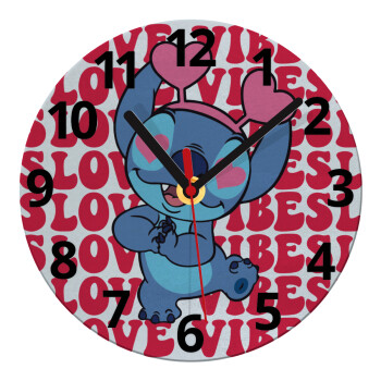 Lilo & Stitch Love vibes, Ρολόι τοίχου γυάλινο (20cm)