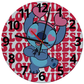 Lilo & Stitch Love vibes, Ρολόι τοίχου γυάλινο (30cm)
