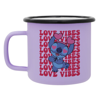 Lilo & Stitch Love vibes, Κούπα Μεταλλική εμαγιέ ΜΑΤ Light Pastel Purple 360ml